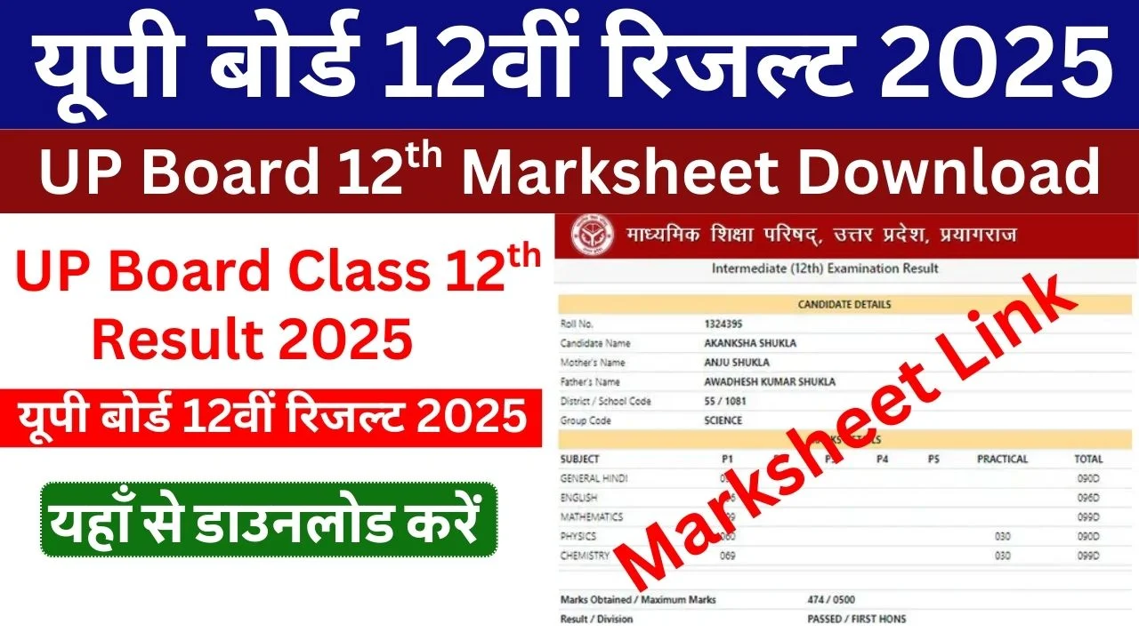 UP Board 12th Result 2025 Inter Marksheet Via DigiLocker, SMS