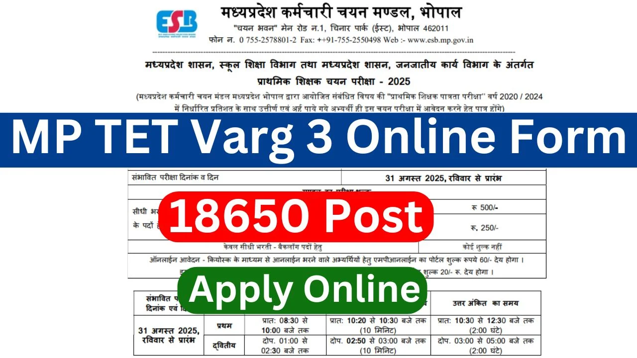 MP TET Varg 3 Online Form