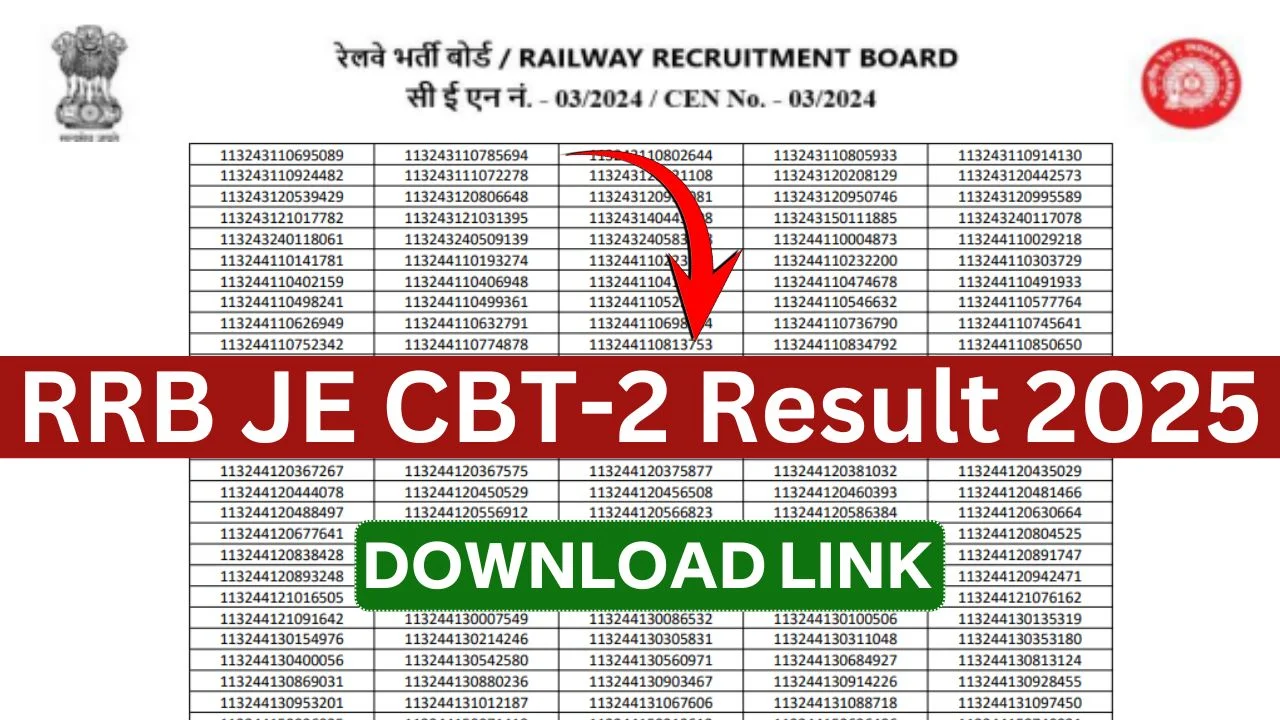 RRB JE CBT 2 Result 2025