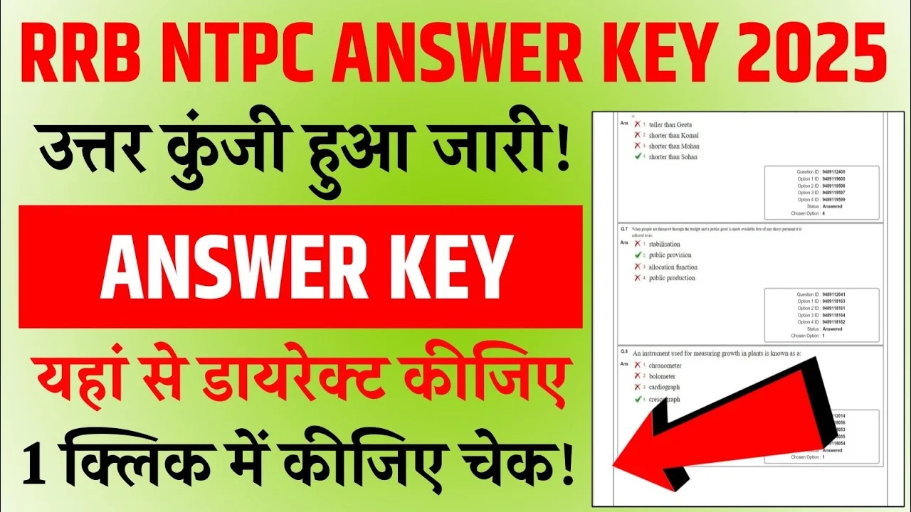 RRB NTPC Graduate Level Answer Key 2025