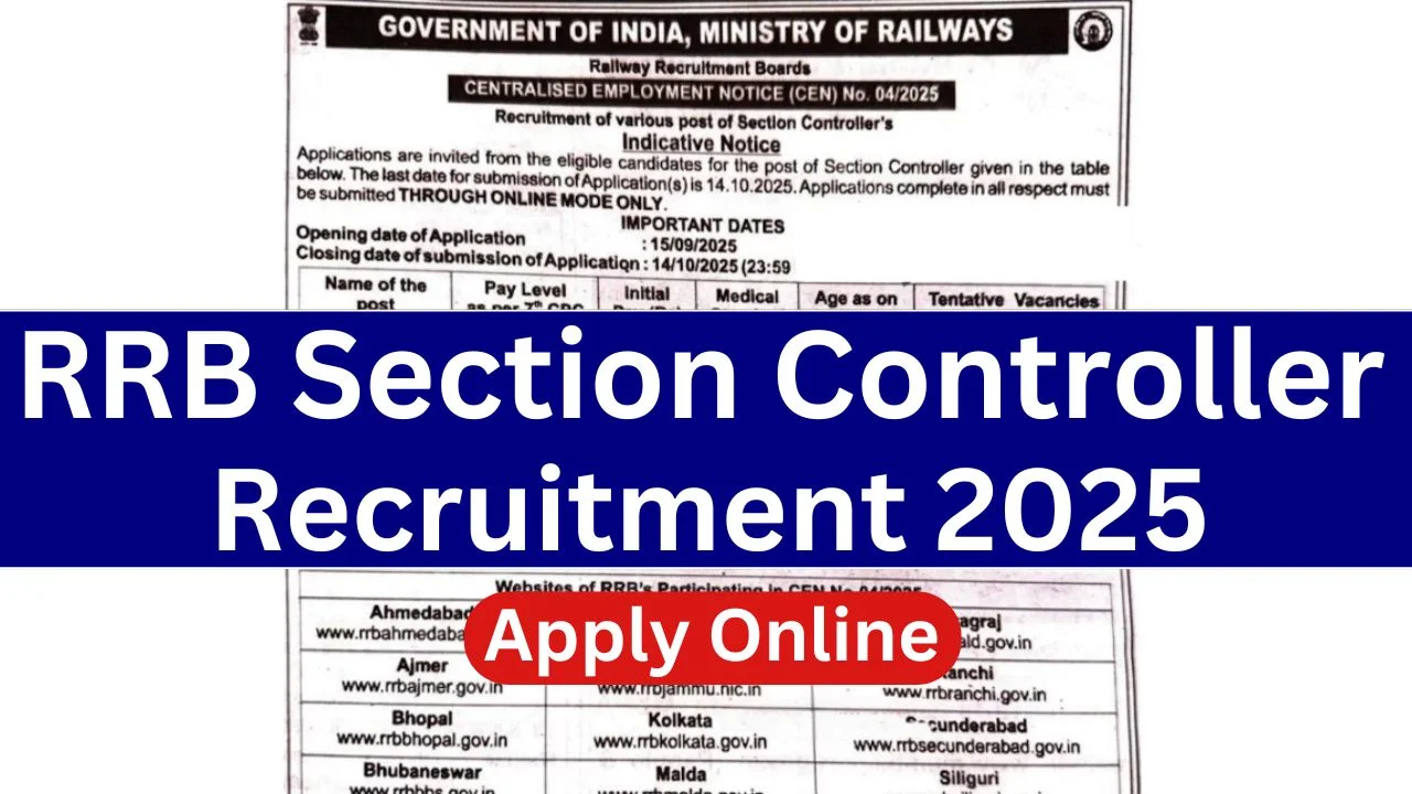 RRB Section Controller Recruitment