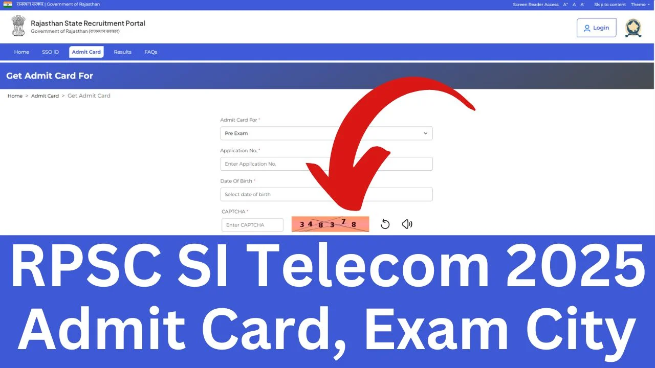 RPSC SI Telecom Admit Card